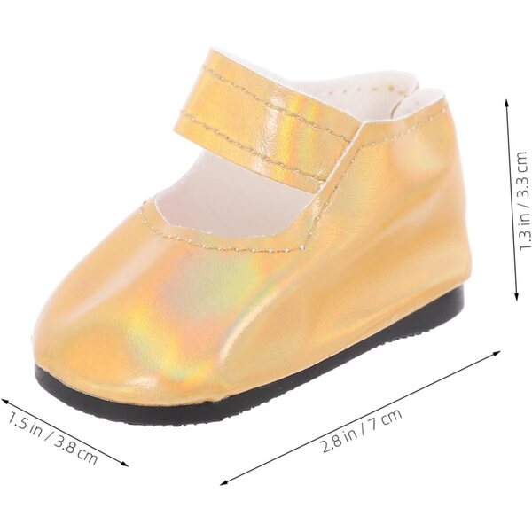 Elegante und langlebige goldene Miniatur-Puppenschuhe für kreative kleine Mädchen
