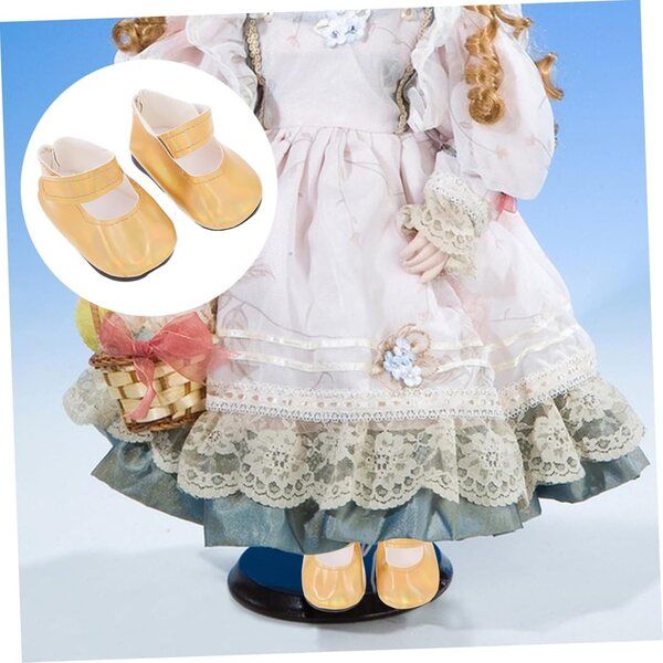 Elegante und langlebige goldene Miniatur-Puppenschuhe für kreative kleine Mädchen