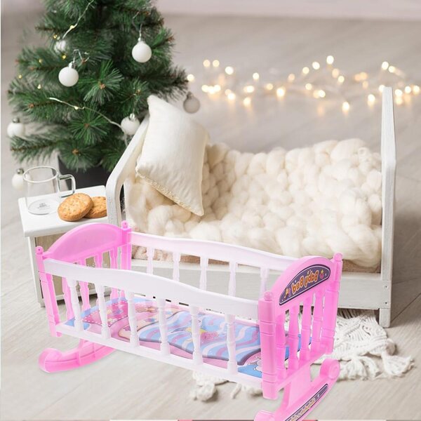 HEMOTON Mini Culla per Bambole 14 Pollici in Plastica Colorata, Letto Giocattolo per Casa delle Bambole