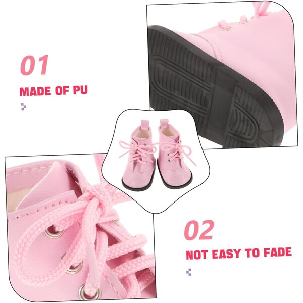 Miniatur-Bottine für Puppen für Mädchen 18 Zoll in rosa PU – dekoratives und modisches Accessoire