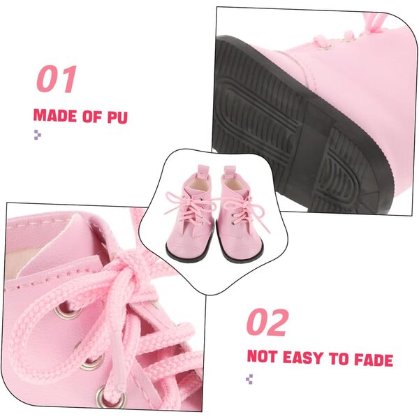 Rosa Stiefeletten für 18-Zoll-Puppen – langlebige und stilvolle Mini-PU-Schuhe