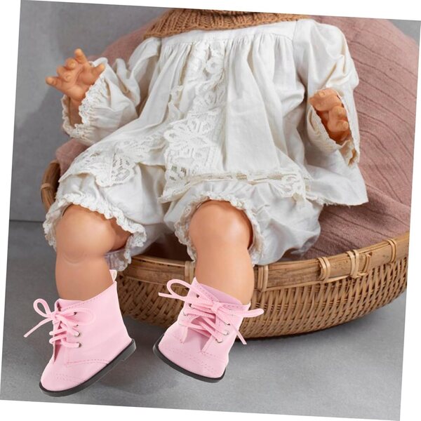 Rosa Stiefeletten für 18-Zoll-Puppen – langlebige und stilvolle Mini-PU-Schuhe