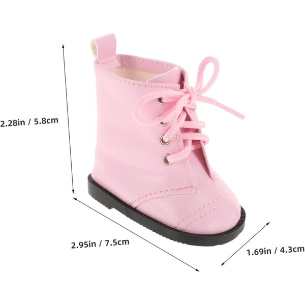 Miniaturschuhe für 18-Zoll-Puppen – langlebige und dekorative rosa PU-Stiefeletten