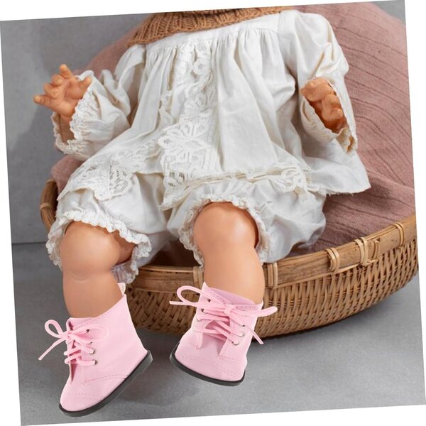 Miniaturschuhe für 18-Zoll-Puppen – langlebige und dekorative rosa PU-Stiefeletten