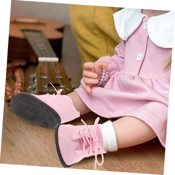 Miniaturschuhe für 18-Zoll-Puppen – langlebige und dekorative rosa PU-Stiefeletten