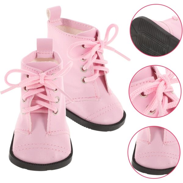 Miniaturschuhe für 18-Zoll-Puppen – langlebige und dekorative rosa PU-Stiefeletten