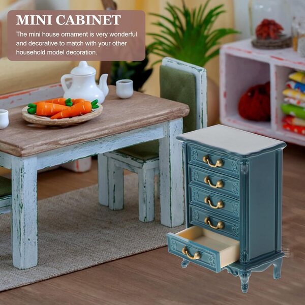 Mini Mobiletto in Plastica Blu per Casa delle Bambole, Dettagli Realistici e Materiali Resistenti