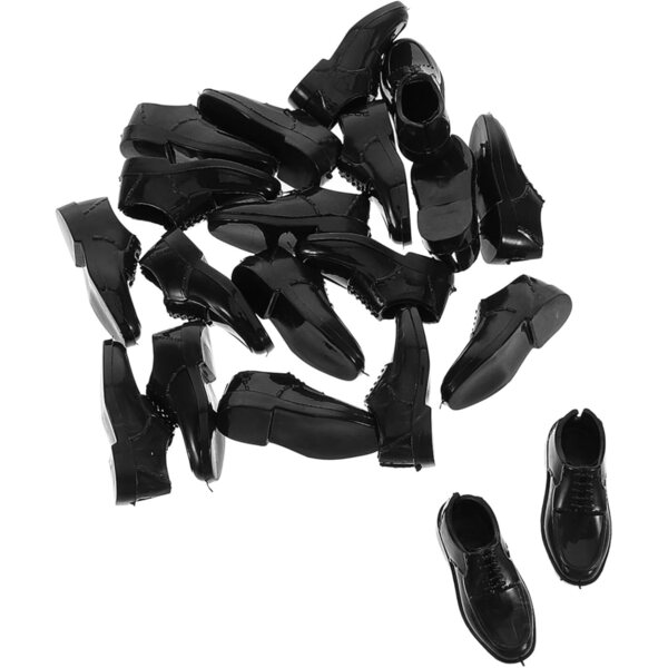 10 Paar schwarze Miniaturschuhe für 1/6 Puppen – 11-Zoll-Puppenzubehör