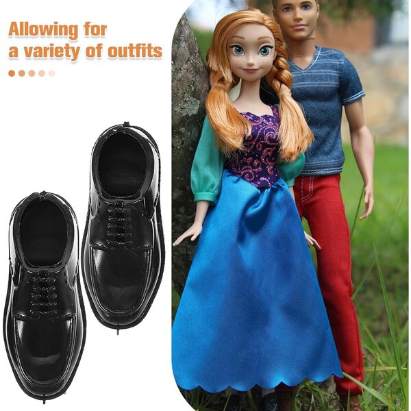10 Paar schwarze Miniaturschuhe für 1/6 Puppen – 11-Zoll-Puppenzubehör