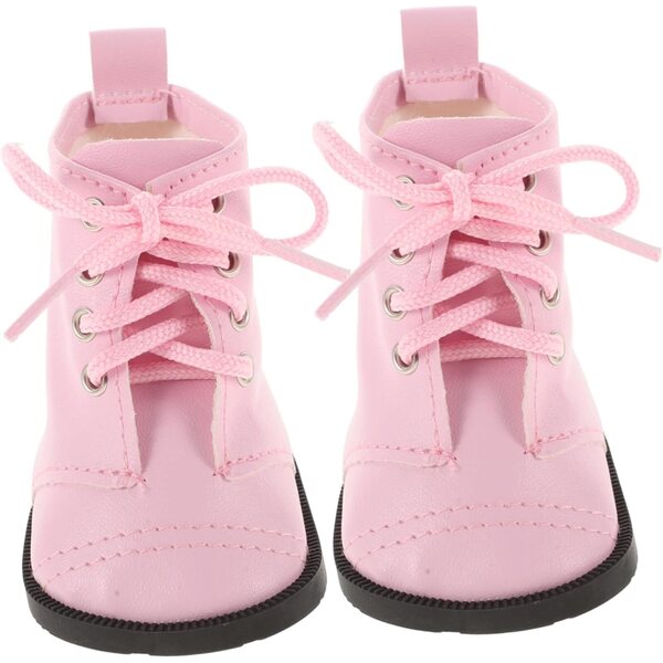 Miniatur-Puppenstiefel aus rosa PU, leicht und bequem, Modeaccessoire, 18 cm