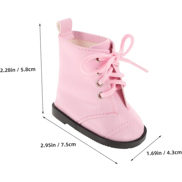 Miniatur-Puppenstiefel aus rosa PU, leicht und bequem, Modeaccessoire, 18 cm