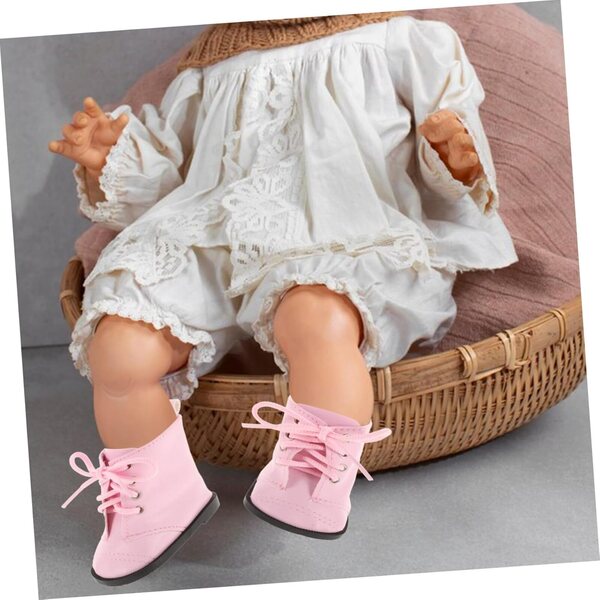 Miniatur-Puppenstiefel aus rosa PU, leicht und bequem, Modeaccessoire, 18 cm
