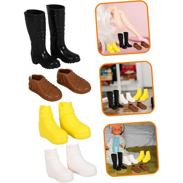 Set 8 Paia Mini Scarpe in Plastica per Bambole, Accessori Decorativi Colorati