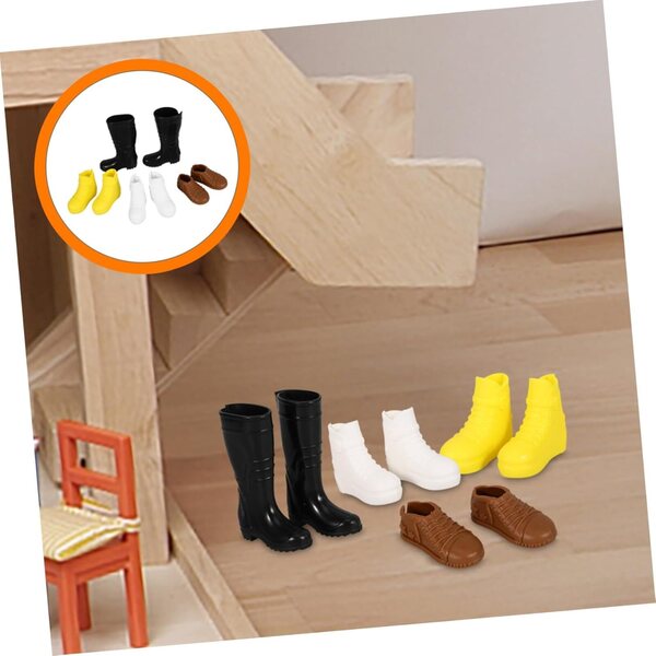 Set 8 Paia Mini Scarpe in Plastica per Bambole, Accessori Decorativi Colorati