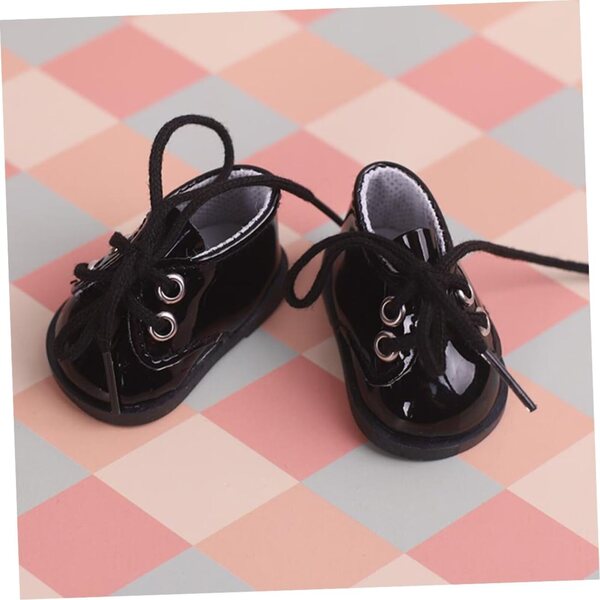 Mini Scarpe Nere in Pelle per Bambole – Accessori Decorativi per Creazioni DIY