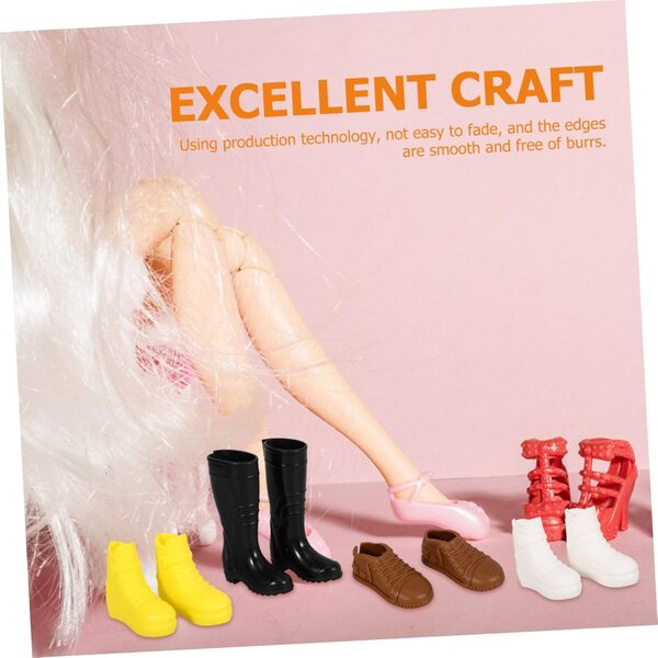 PartyKindom Set 8 Paar Miniaturschuhe für 30 cm große Puppen, Zubehör aus widerstandsfähigem Kunststoff