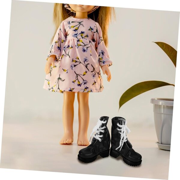 Mini Scarpe per Bambole in PU Nere per bambole da 60 cm, Decorazione e Gioco Creativo
