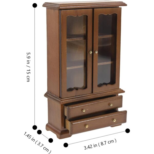 Libreria in Miniatura SOPOTUTU per Casa delle Bambole 1/12, Legno e Vetro