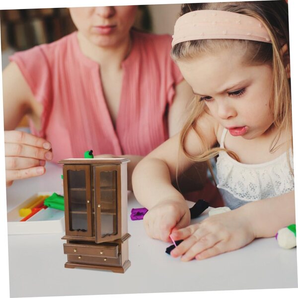 Libreria in Miniatura SOPOTUTU per Casa delle Bambole 1/12, Legno e Vetro