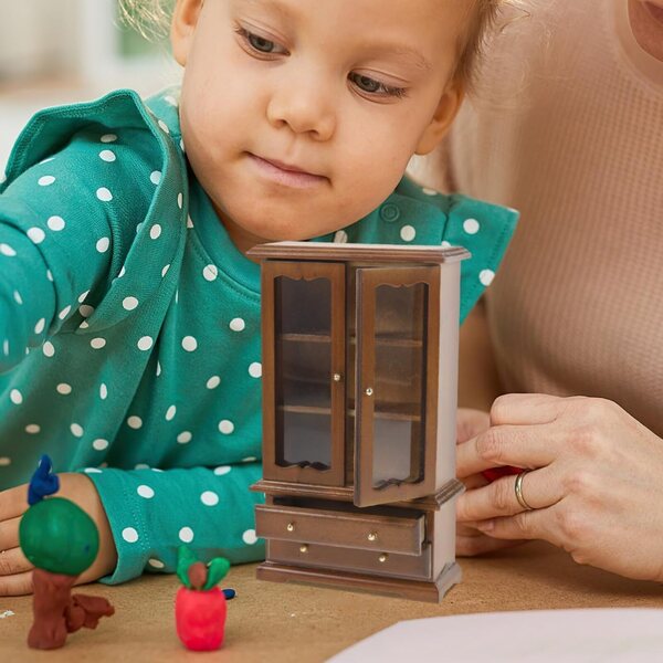 Libreria in Miniatura SOPOTUTU per Casa delle Bambole 1/12, Legno e Vetro