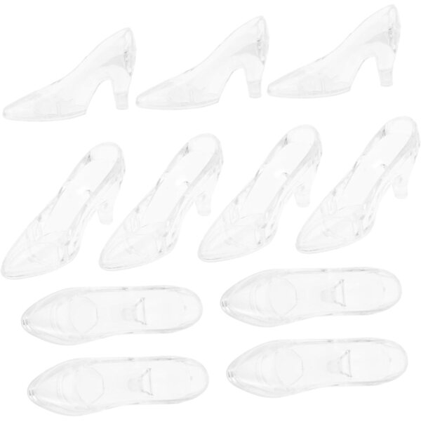 12 Mini Scarpe Decorative in Acrilico Trasparente per Ufficio e Casa, Design Elegante