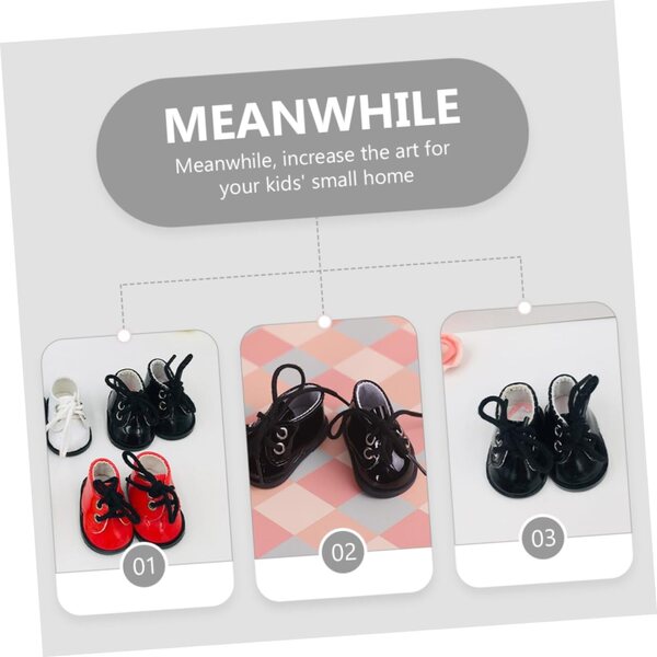 Mini Scarpe Nere in Tessuto per Bambole, Accessori Decorativi Miniature
