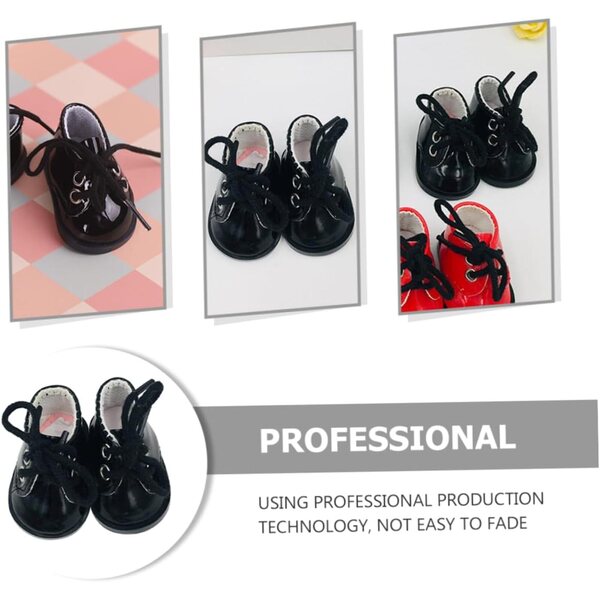 Mini Scarpe Nere in Tessuto per Bambole, Accessori Decorativi Miniature
