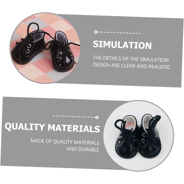 Mini Scarpe Nere in Tessuto per Bambole, Accessori Decorativi Miniature