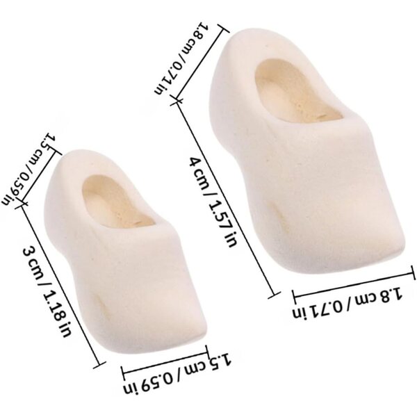 2 Paia di Sabot Miniature Non Dipinte per Casa delle Bambole e Artigianato DIY