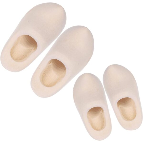 2 Paia di Sabot Miniature Non Dipinte per Casa delle Bambole e Artigianato DIY