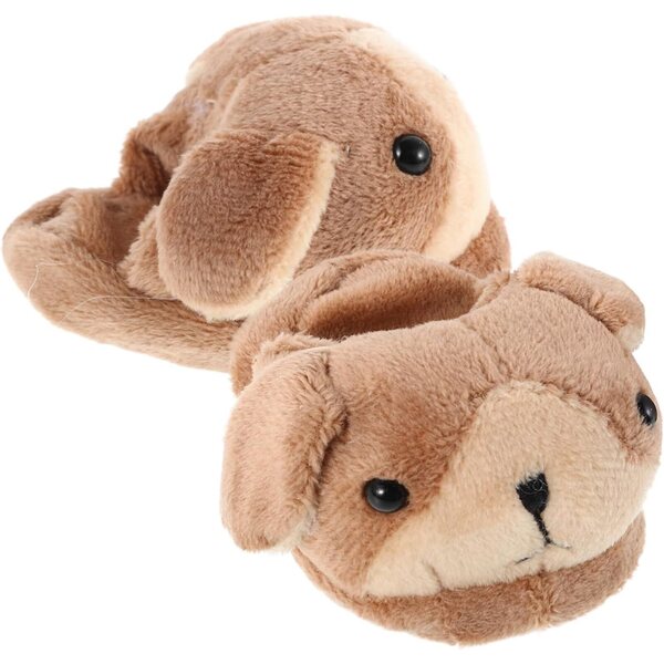 Pantofole di peluche per bambole a tema animali - Scarpe invernali marrone chiaro