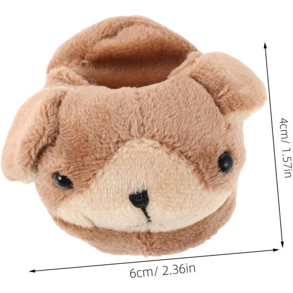 Pantofole di peluche per bambole a tema animali - Scarpe invernali marrone chiaro
