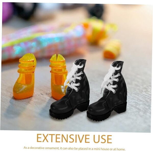 Bottine Miniatura per Bambole 60 cm Accessorio Decorativo Nero in PU GARIOUANS
