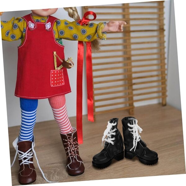 Bottine Miniatura per Bambole 60 cm Accessorio Decorativo Nero in PU GARIOUANS