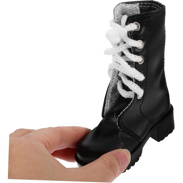 Bottine Miniatura per Bambole 60 cm Accessorio Decorativo Nero in PU GARIOUANS