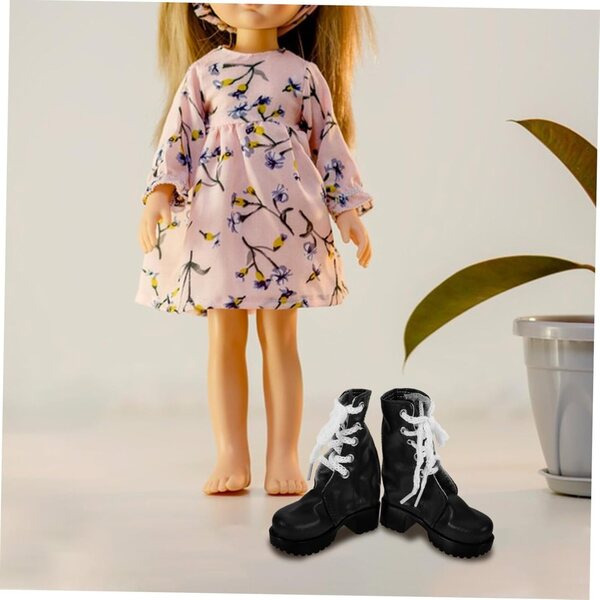 Bottine Miniatura per Bambole 60 cm Accessorio Decorativo Nero in PU GARIOUANS
