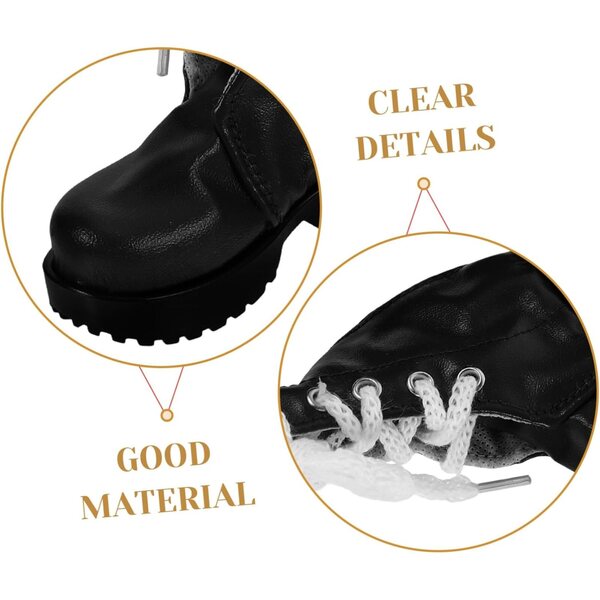 Bottine Miniatura per Bambole 60 cm Accessorio Decorativo Nero in PU GARIOUANS