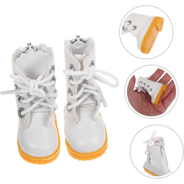 Weiße Montantes-Stiefel für 30 cm große BJD-Puppen aus widerstandsfähigem Stoff für den Winter