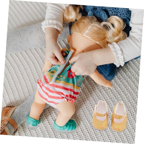 Goldene PU-Miniaturschuhe für 18-Zoll-Puppen – stilvolle und langlebige Accessoires