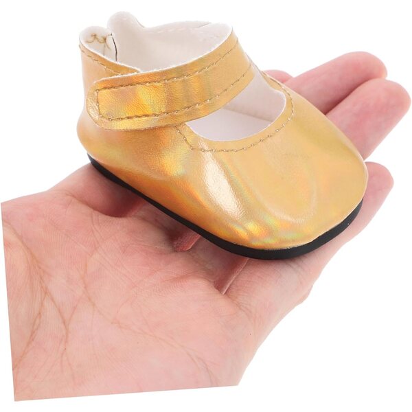 Goldene PU-Miniaturschuhe für 18-Zoll-Puppen – stilvolle und langlebige Accessoires