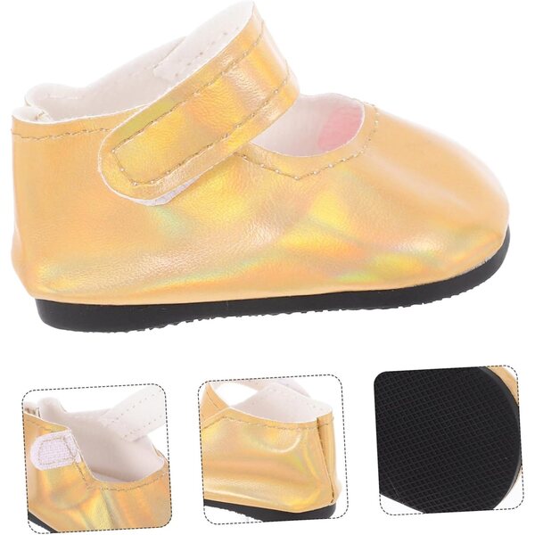 Goldene PU-Miniaturschuhe für 18-Zoll-Puppen – stilvolle und langlebige Accessoires