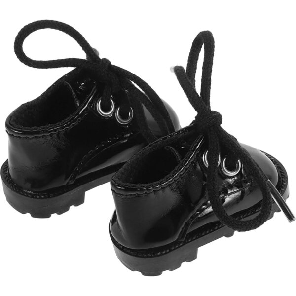 Miniaturschuhe aus schwarzem Kunstleder für Puppen 15-20 cm Wohnaccessoires