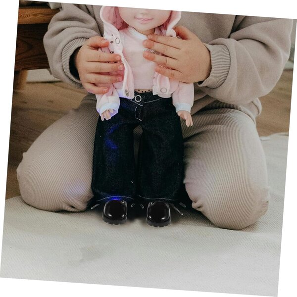 Miniaturschuhe aus schwarzem Kunstleder für Puppen 15-20 cm Wohnaccessoires