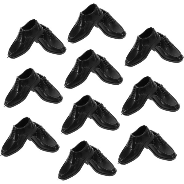 10 Paar schwarze Kunststoffschuhe für 1/6 Puppen in verschiedenen Stilen, elegant und leicht zu wechseln
