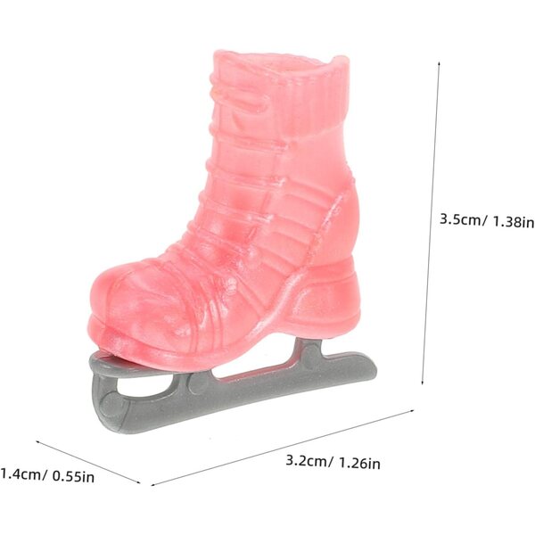 Mini-Rollschuhe für 6-cm-Puppen – 4 Paar aus weißem und rosa Kunststoff