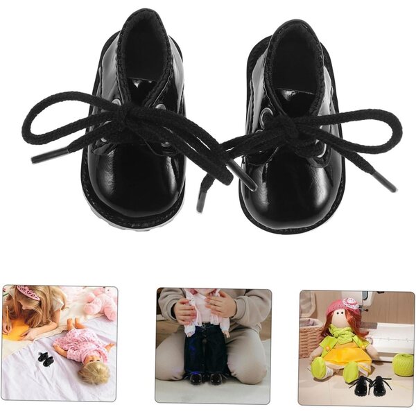 Miniaturschuhe aus schwarzem Kunstleder für Puppen 15–20 cm – elegante und dekorative Accessoires