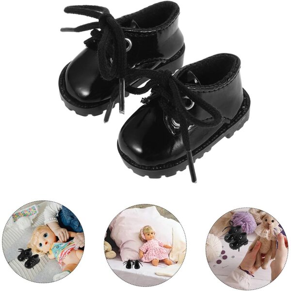 Miniaturschuhe aus schwarzem Kunstleder für Puppen 15–20 cm – elegante und dekorative Accessoires