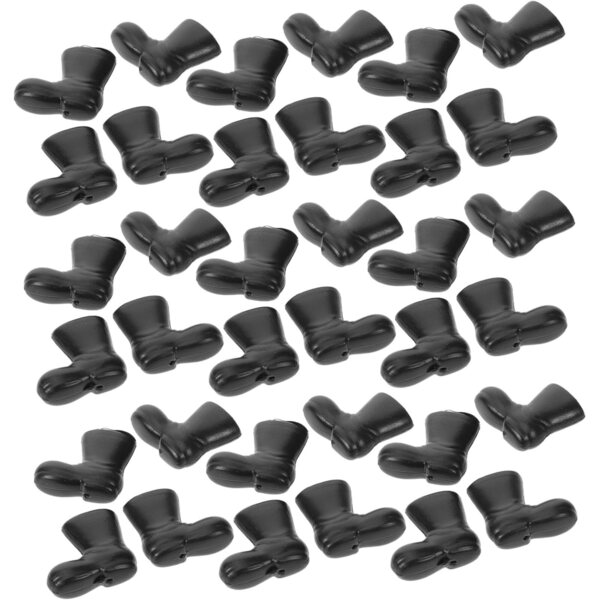 Set mit 50 Miniaturschuhen für Puppen und Dekorationen – schwarze und farbige Plastikflaschen