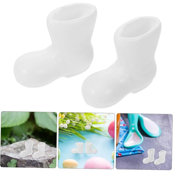 50 Mini Bottines Blanches en Plastique per bamboles e Decorazioni Natalizie