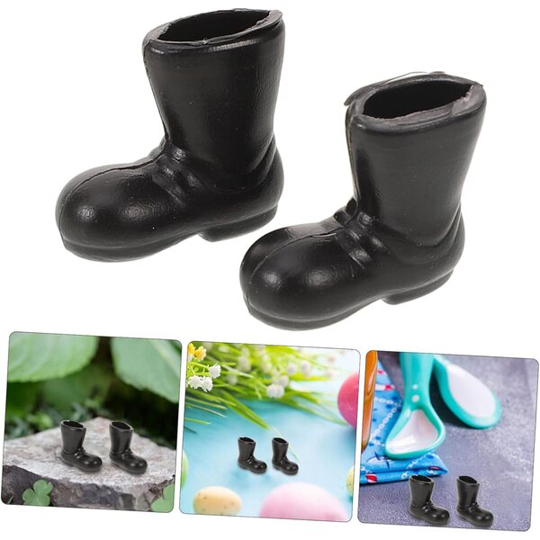50 Mini Scarpe Decorative per Bambole - Accessori Nero in Plastica Miniature 2x1,9 cm